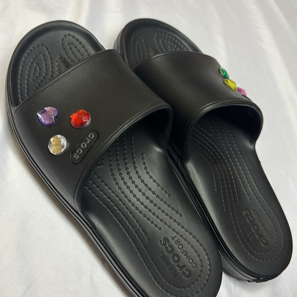 CROCS Women's Black Mules with Colorful Gem Accents - Picture 4 of 4